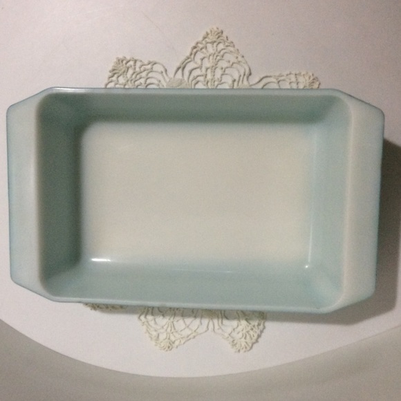 Rare Vintage Pyrex Snowflake turquoise baking dish - Picture 3 of 11